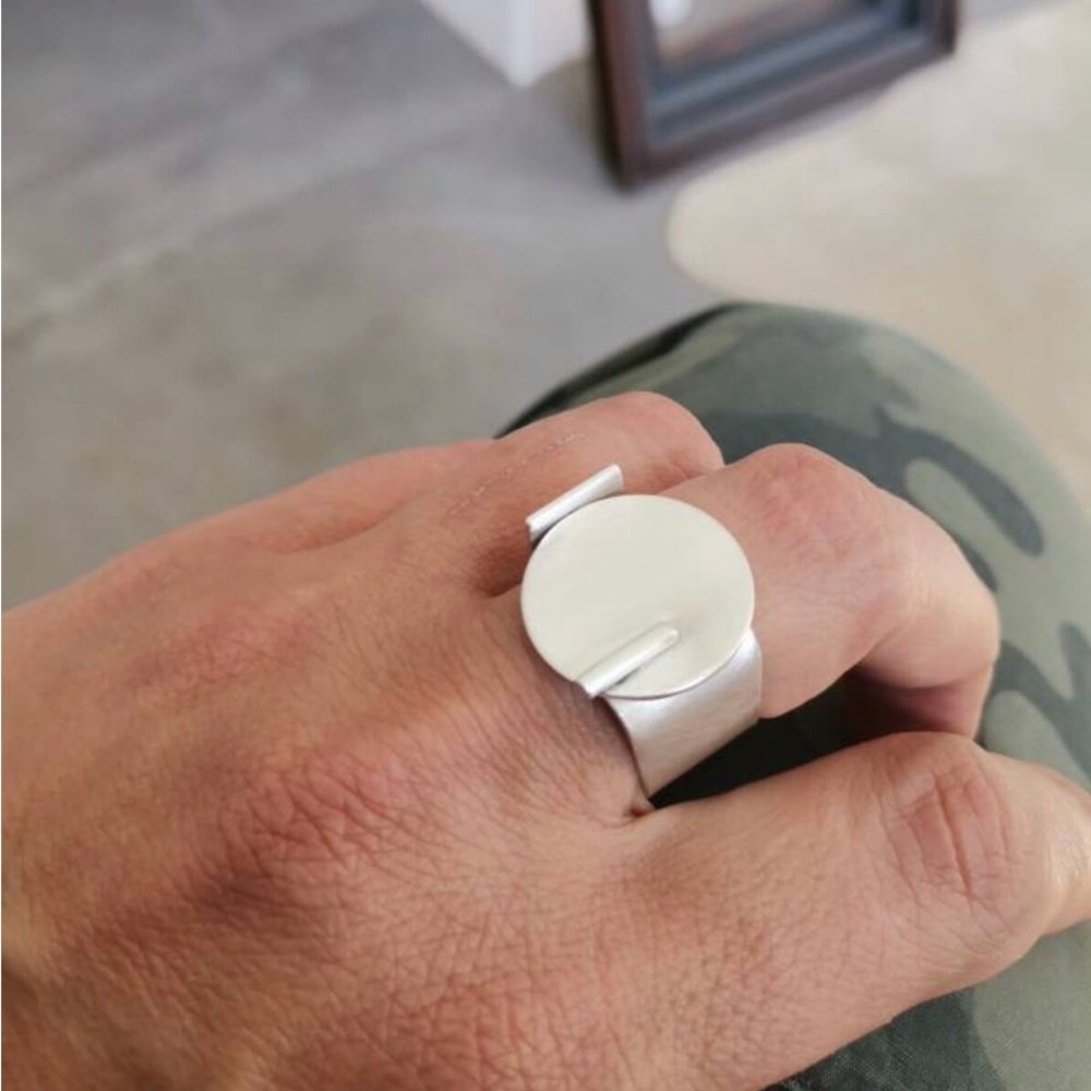 Geometric Silver Ring - image 2